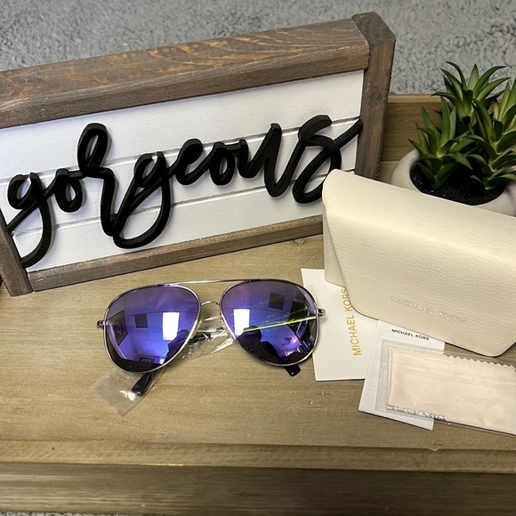 Michael Kors Metal Polycarbonate Mirror Aviator Sunglasses